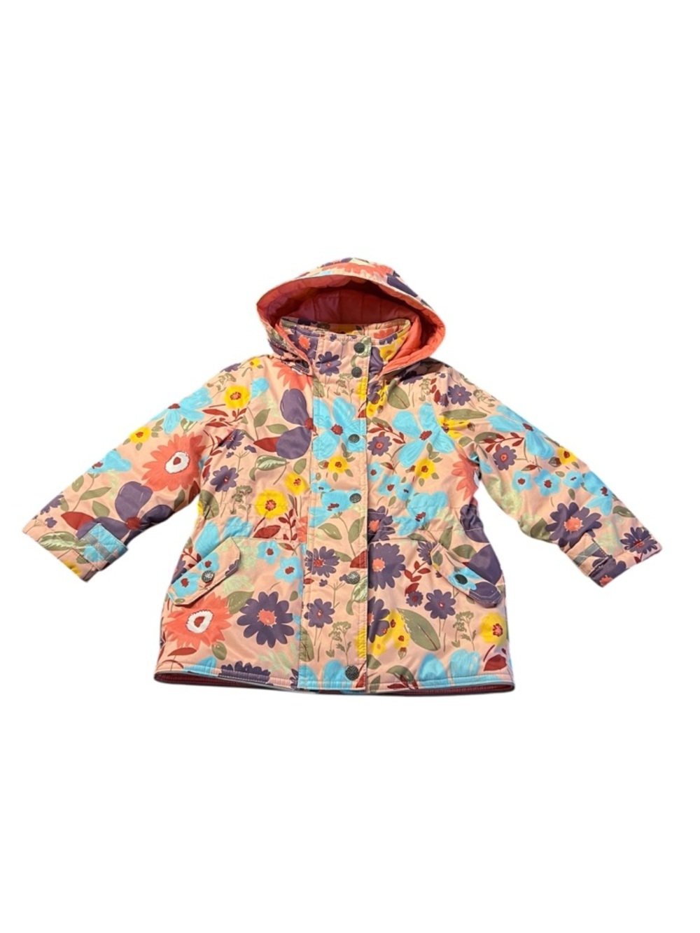 Hanna Andersson Beautiful Coral Pink Floral Coat Size 4